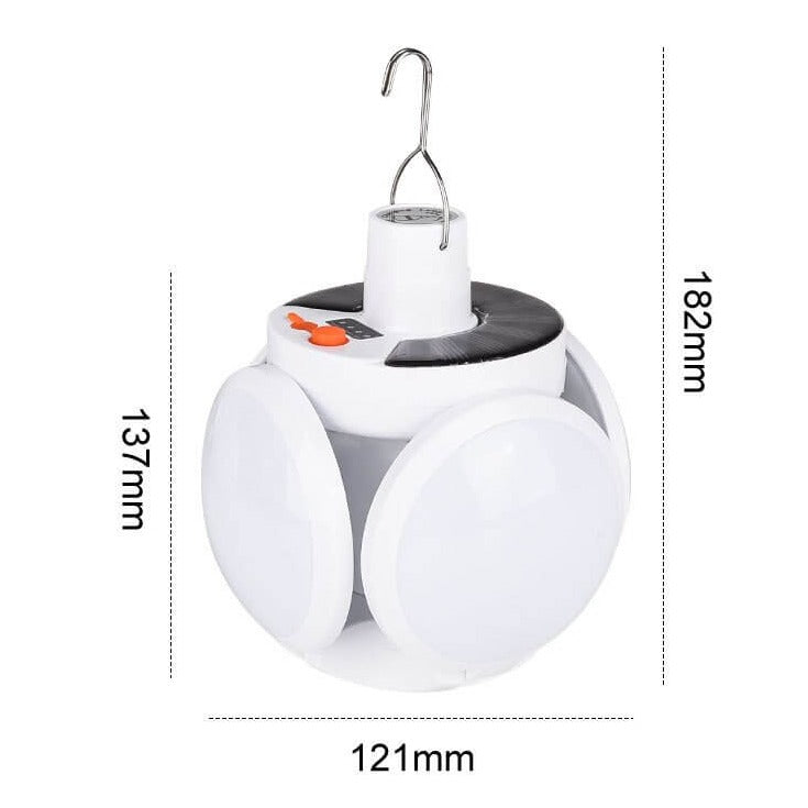 Ihopfällbar solcellsdriven LED-lampa