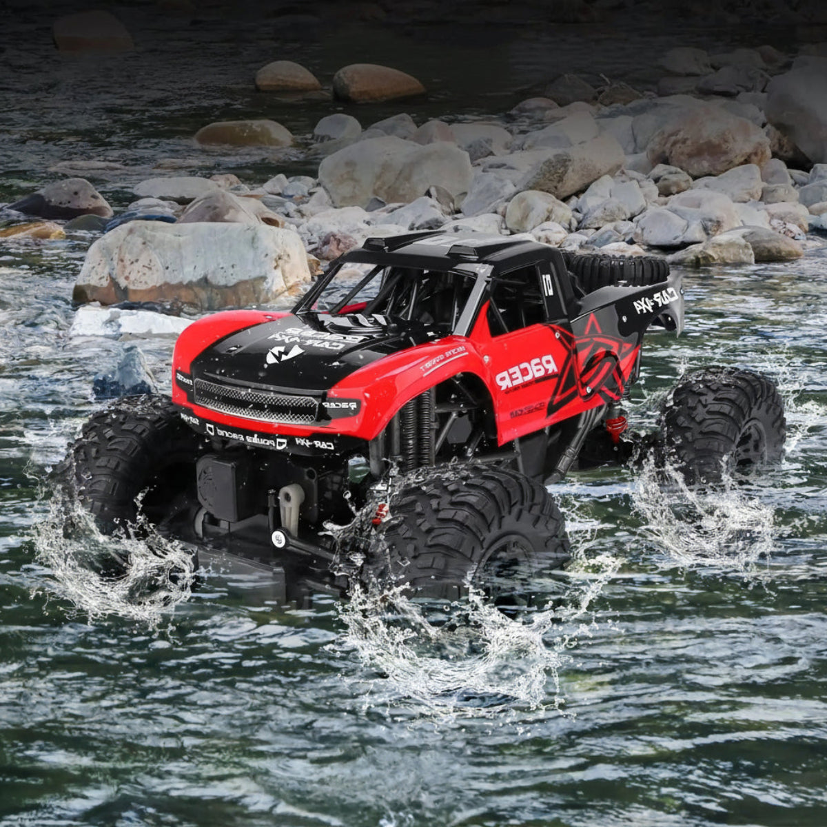 Amfibisk RC-monstertruck 4x4 med 2,4 GHz fjärrkontroll för all terräng