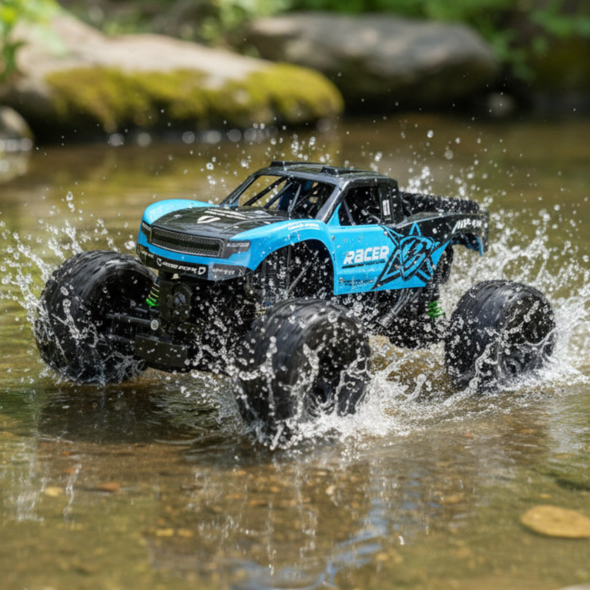 Amfibisk RC-monstertruck 4x4 med 2,4 GHz fjärrkontroll för all terräng