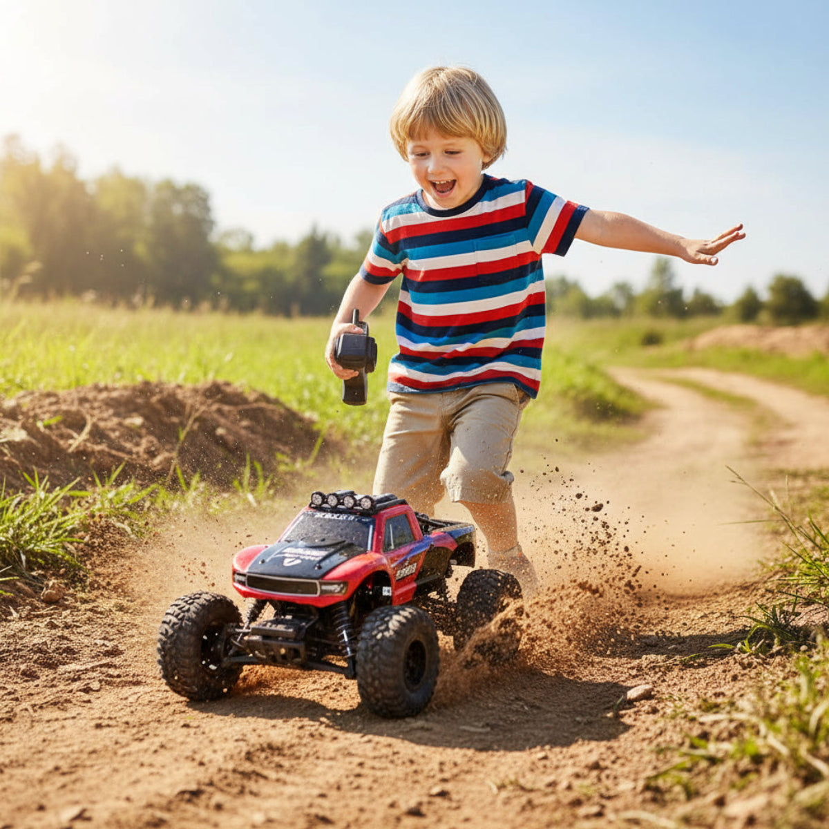 Amfibisk RC-monstertruck 4x4 med 2,4 GHz fjärrkontroll för all terräng