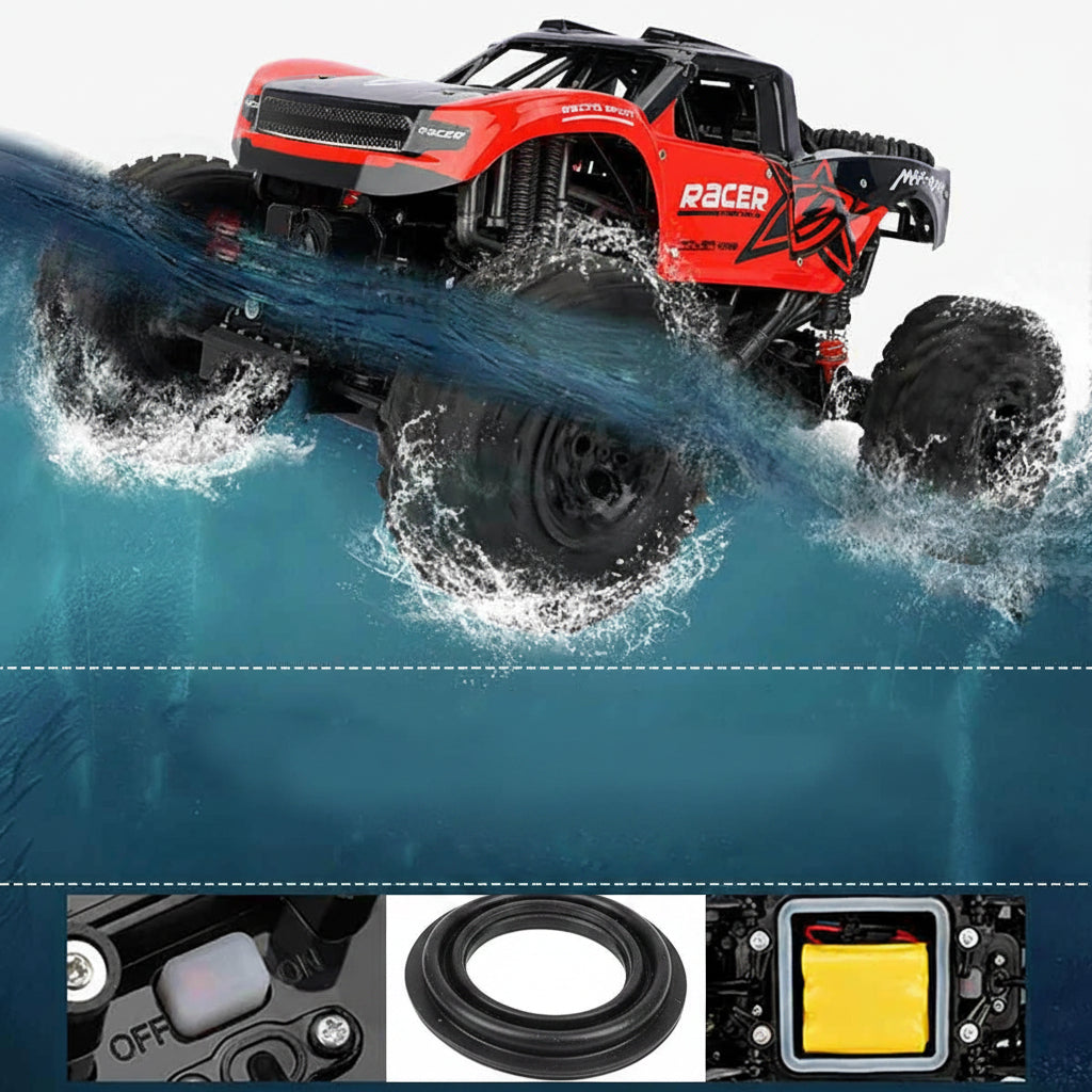 Amfibisk RC-monstertruck 4x4 med 2,4 GHz fjärrkontroll för all terräng