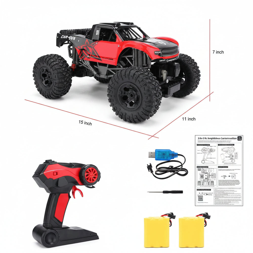 Amfibisk RC-monstertruck 4x4 med 2,4 GHz fjärrkontroll för all terräng