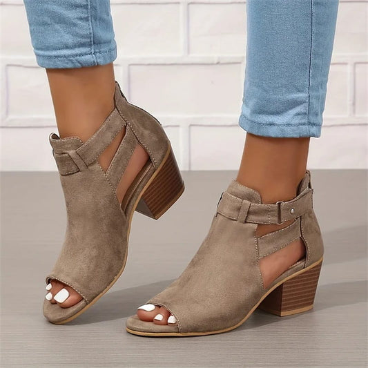 Ankelboots med peep-toe för damer