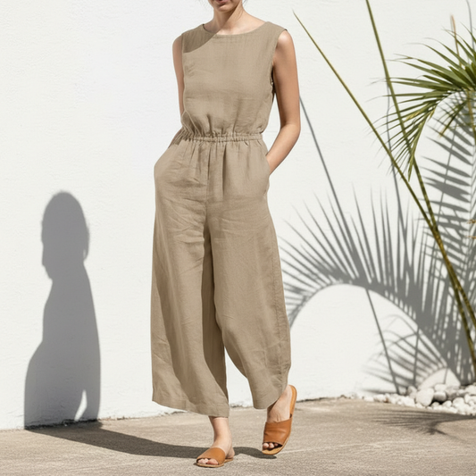 Ärmlös jumpsuit med breda ben för damer