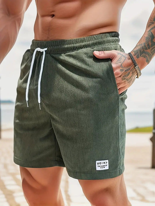 Badshorts för herr med ribbad textur