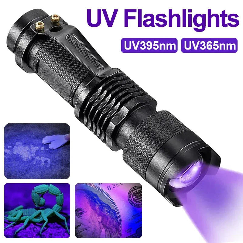 Bärbar LED UV-inspektionslampa — Kompakt fläckdetektor med 395 nm