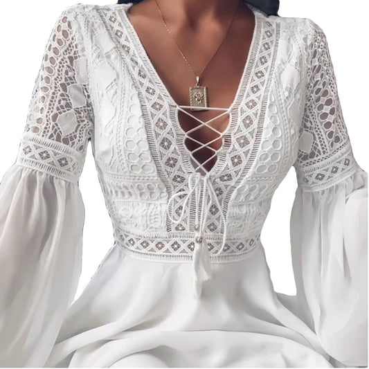 Boho chic spetsklänning