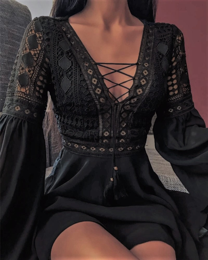 Boho chic spetsklänning