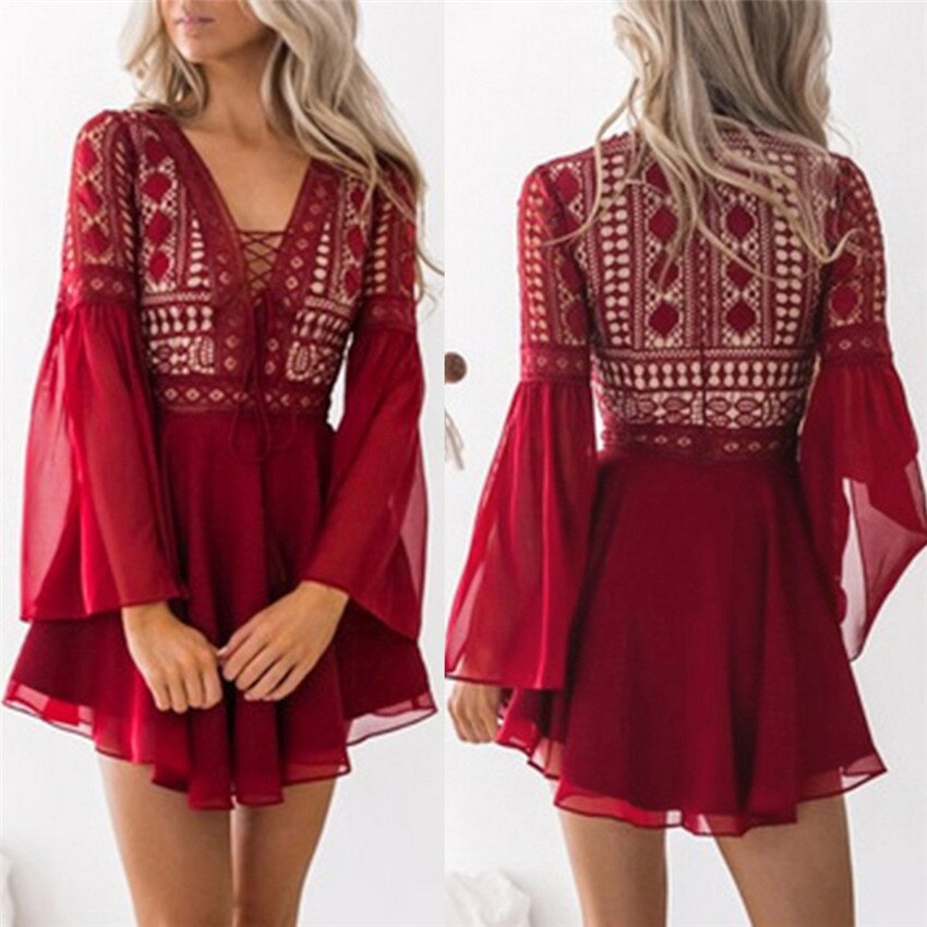 Boho chic spetsklänning