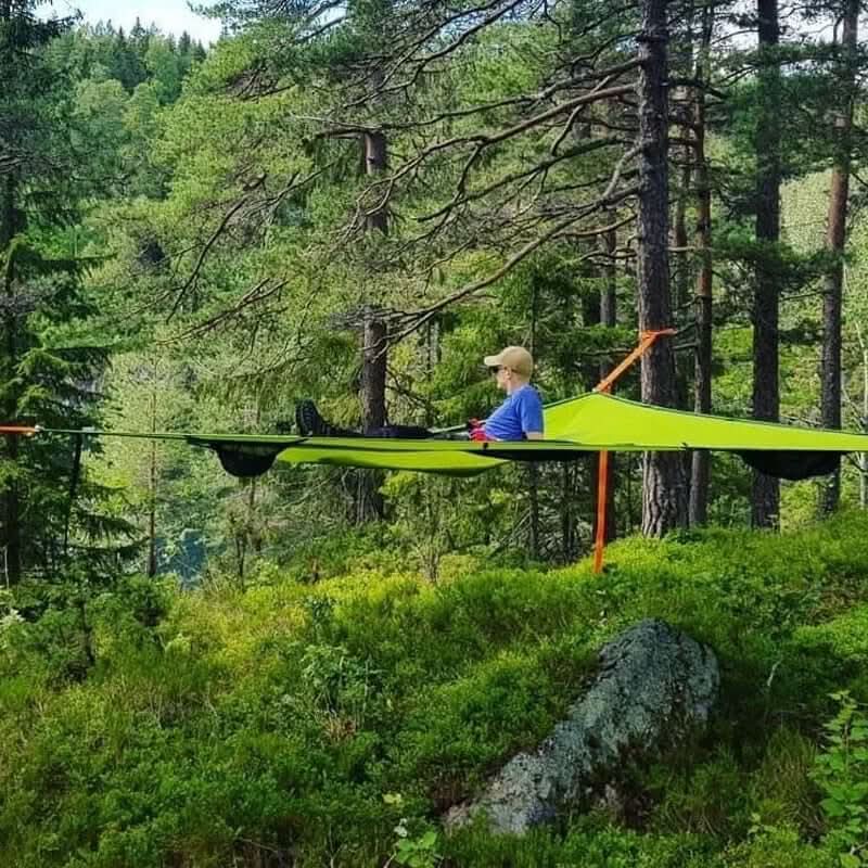 Campinghängmatta för flera personer med trepunktsförankring