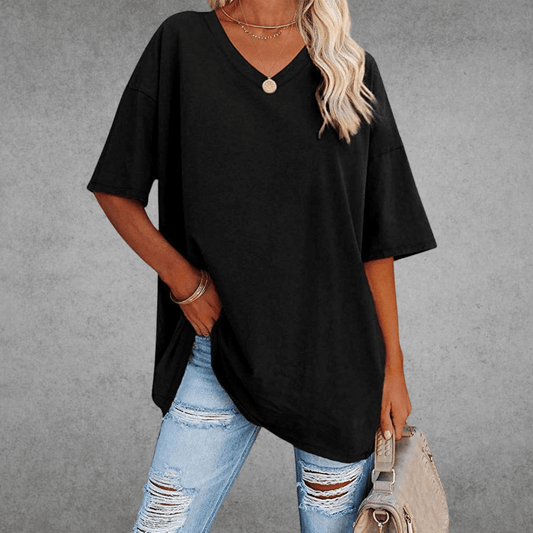 Dam T-shirt med 3/4-ärm och rund halsringning