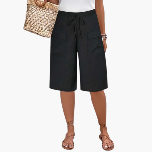 Damshorts med dragsko i midjan och framfickor