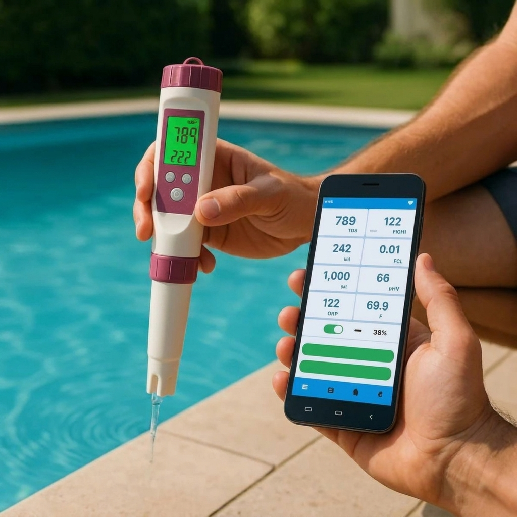 Digital vattenanalysator för pool – med stöd för smart app