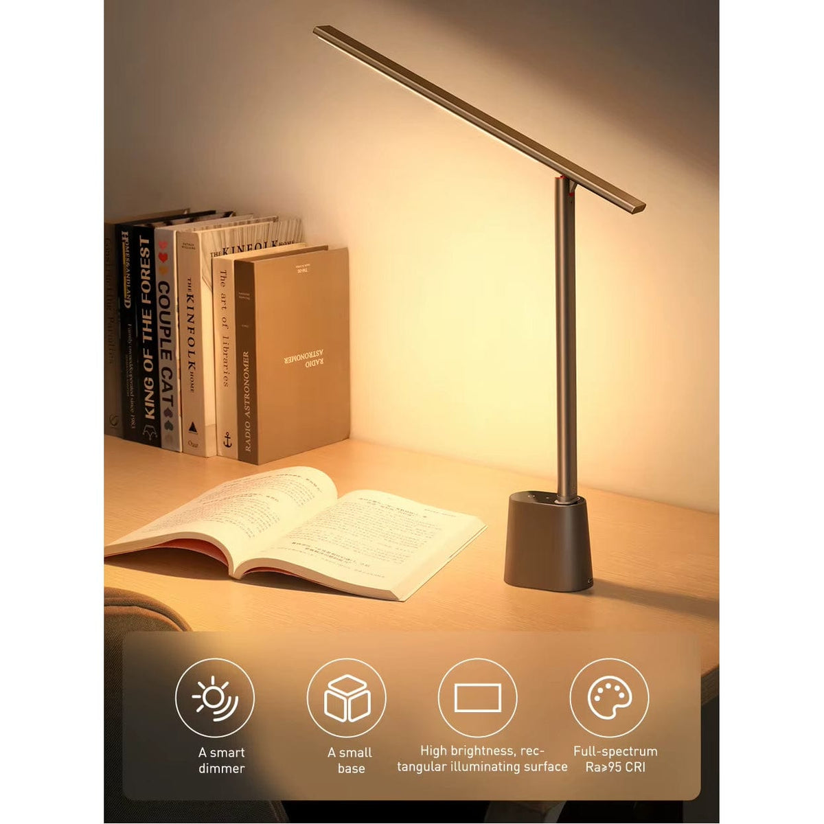 Dimbar uppladdningsbar LED-skrivbordslampa med 180° rotation