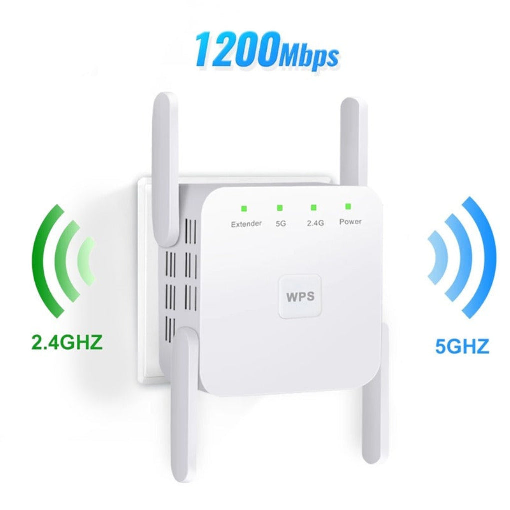 Dual-Band WiFi-extender 1200 Mbps signalförstärkare