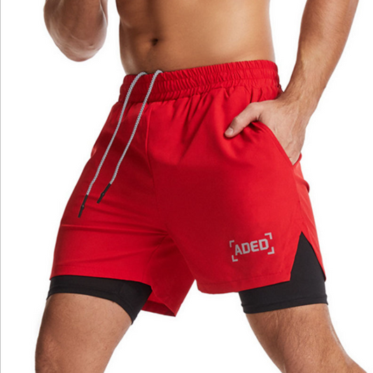 Dubbellagrade sportshorts för herrar - Andningsbara och flexibla