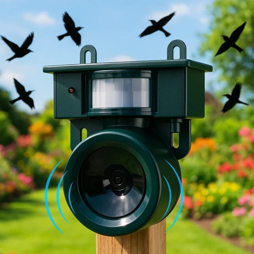 Effektiv utomhusfågelskrämma och duvskrämma med rörelsesensor