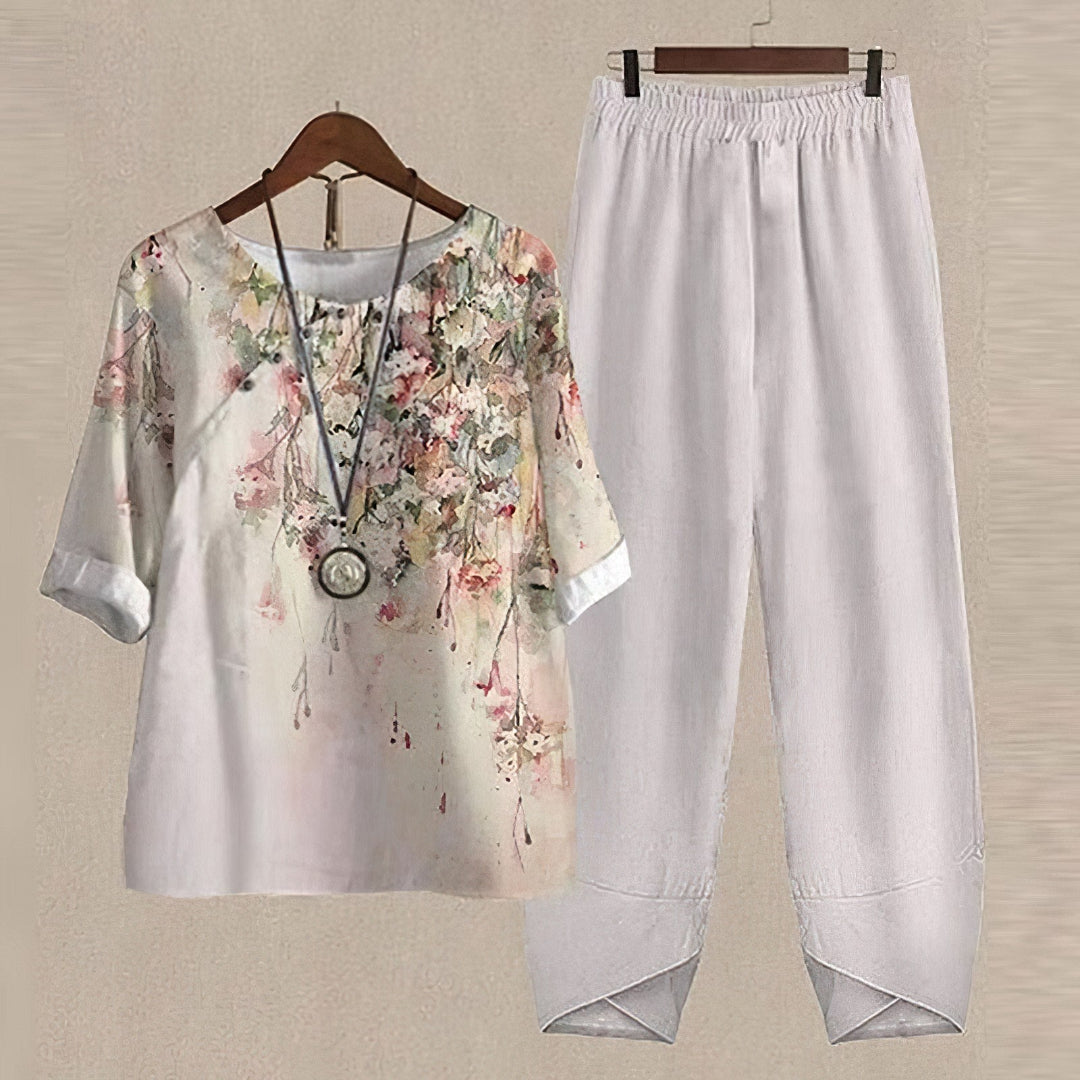 Elegant set för damer: blus och byxor