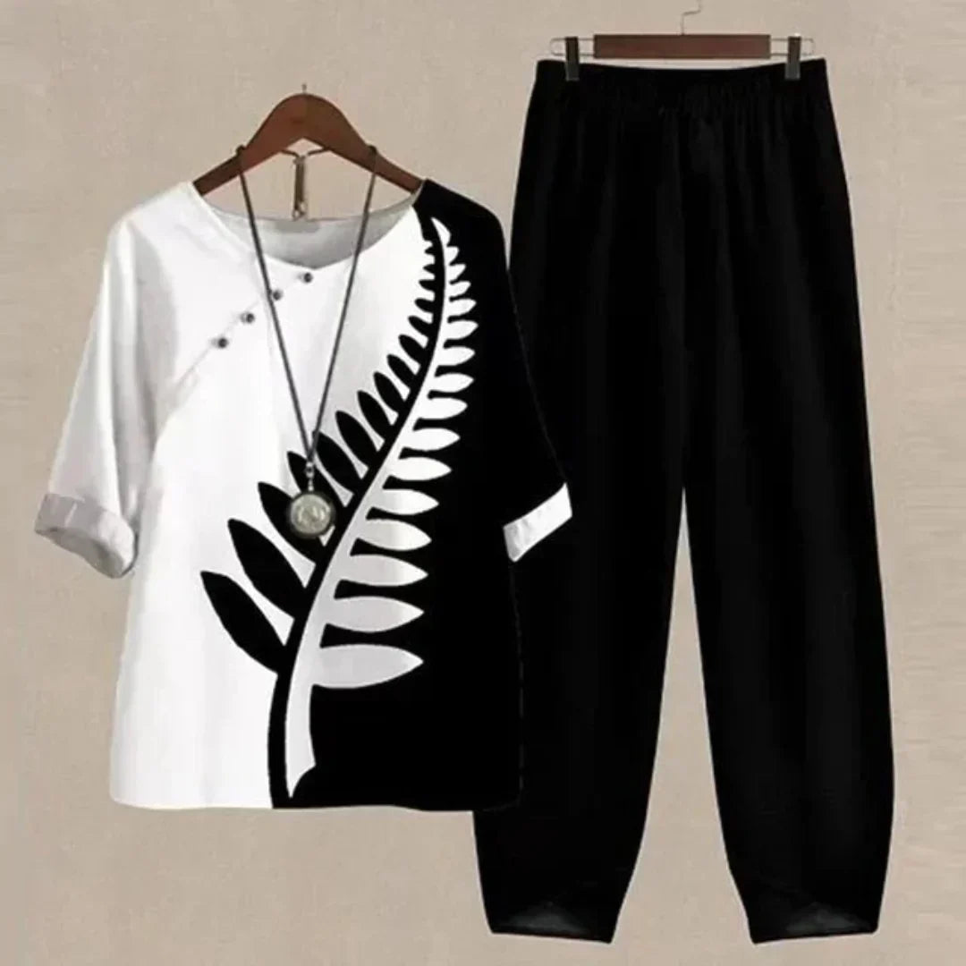 Elegant set för damer: blus och byxor