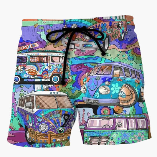 Färgglada mönstrade boardshorts för herrar - Sommarstrandmode