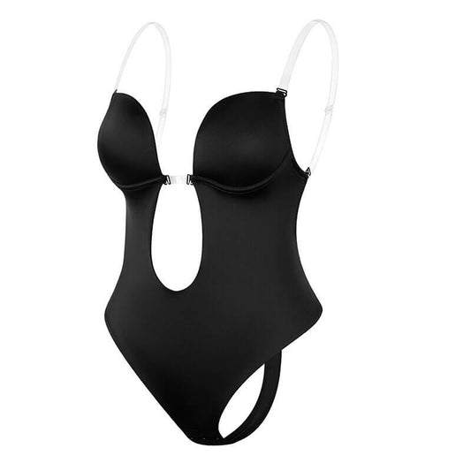 Formande bodysuit för damer med djup urringning och bar rygg