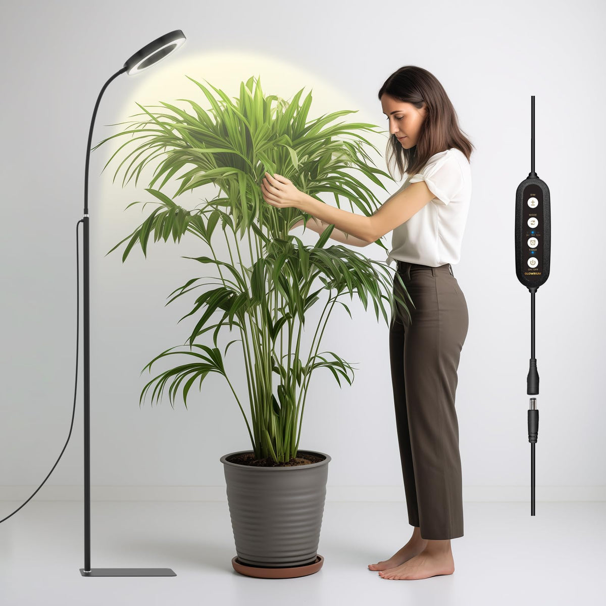 Golvstående LED-växtbelysning med fullspektrum 20W för krukväxter – Dimbar, timer