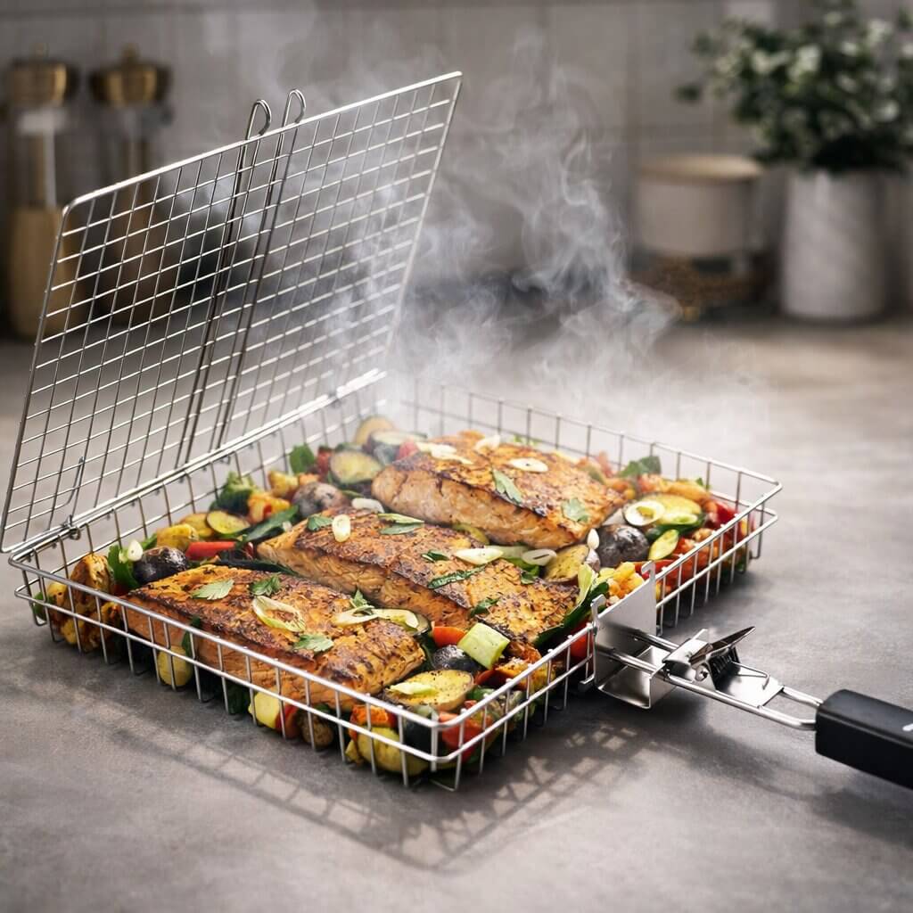 Grillkorg i rostfritt stål | Jämn värmefördelning