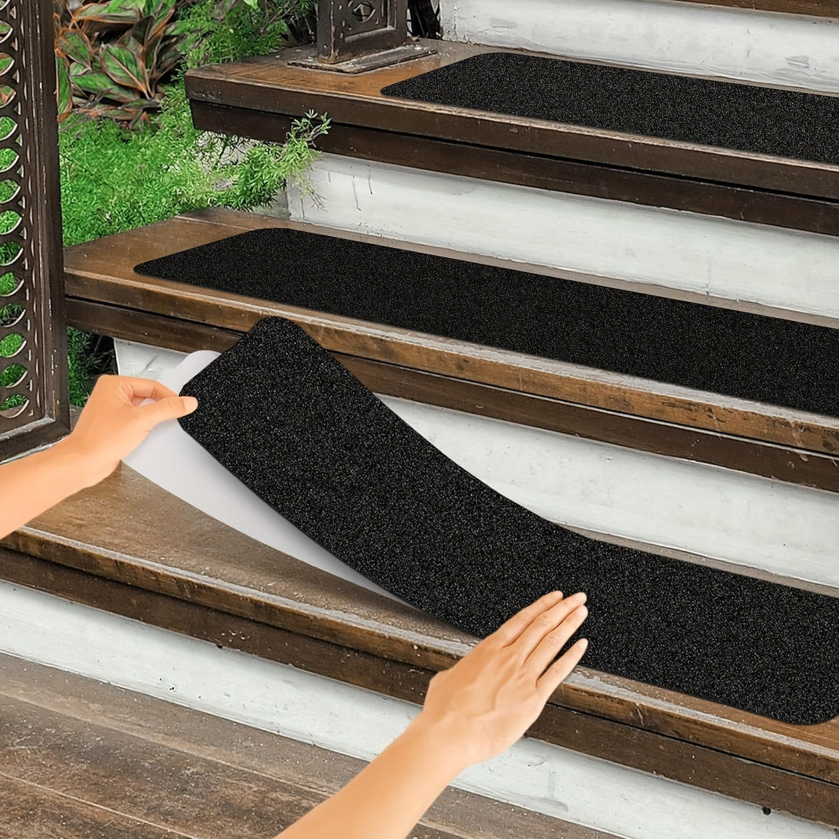 Halkskyddsremsor för trappsteg, 10-pack – 15 x 61 cm, kornstorlek 80, väderbeständiga