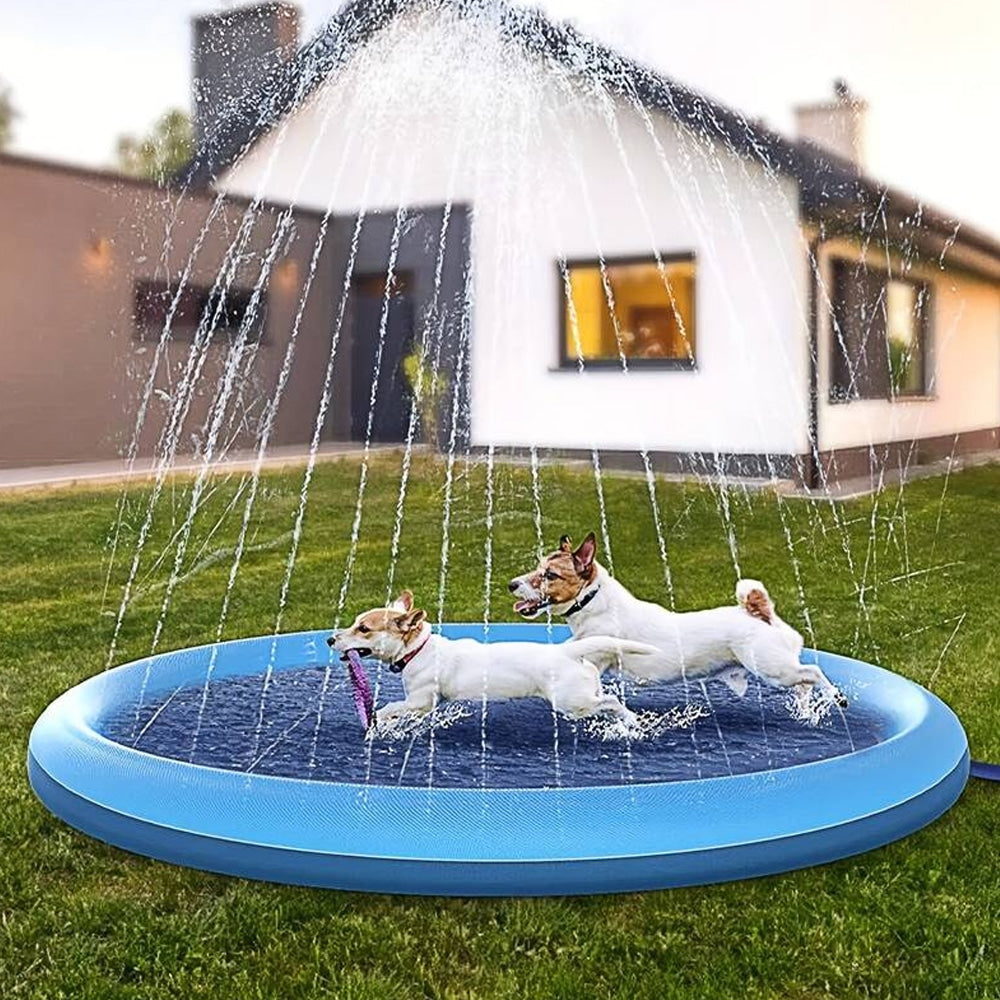 Hundpool med vattenspridare (tillgänglig i storlekar för stora och små hundar)