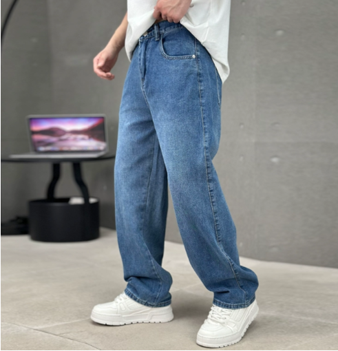 Jeans med raka ben och lös passform för herrar