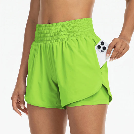 Lager-på-lager träningsshorts med hög midja