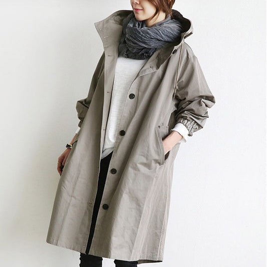 Lång kappa med huva för damer