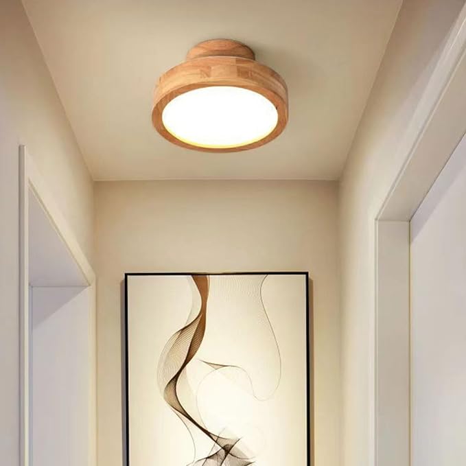 Modern LED-taklampa i trä för vardagsrum och sovrum – minimalistisk design, dimbar, 36 W