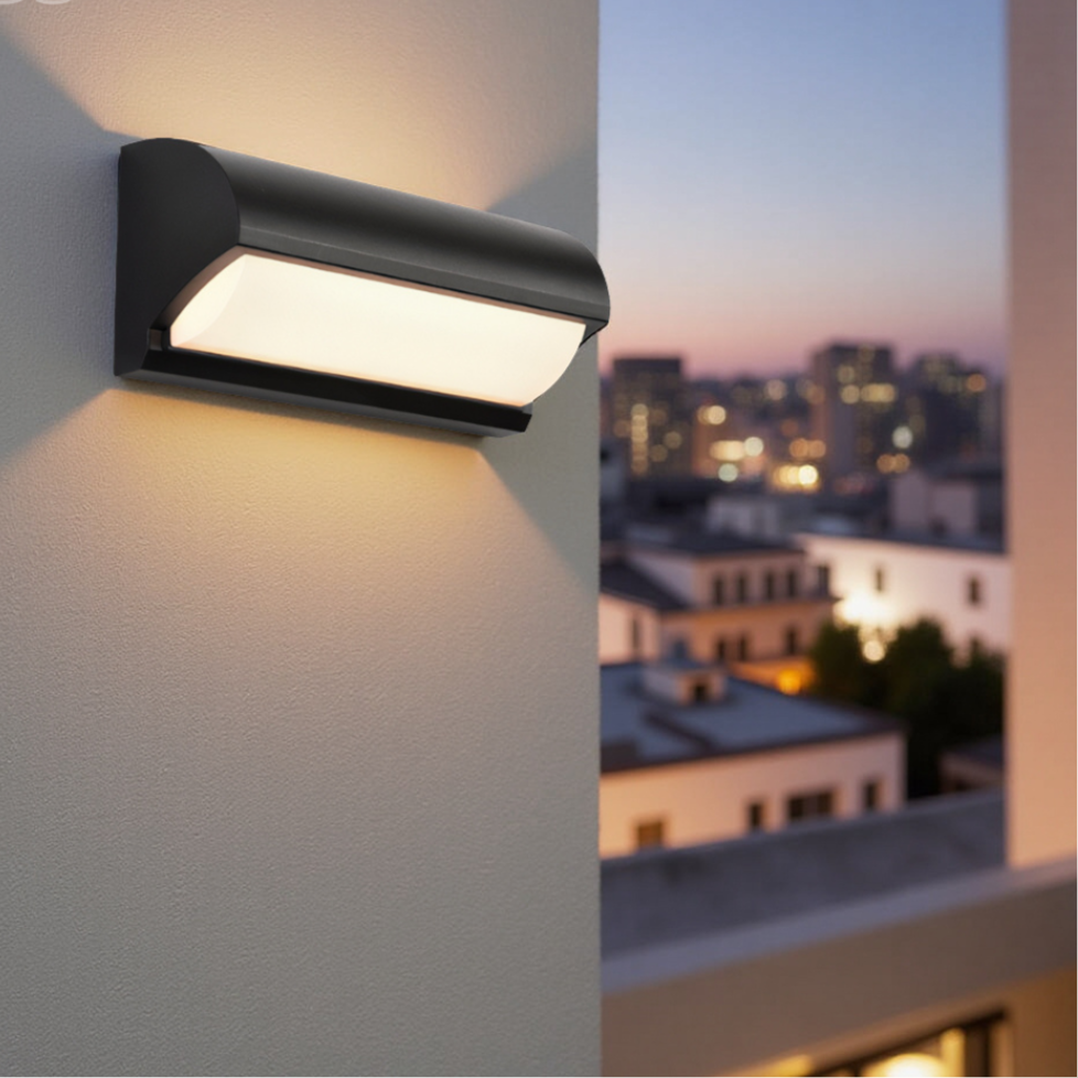 Modern svart utomhus-LED-vägglampa – Väderbeständig varm belysning för trädgård, uteplats och entréer