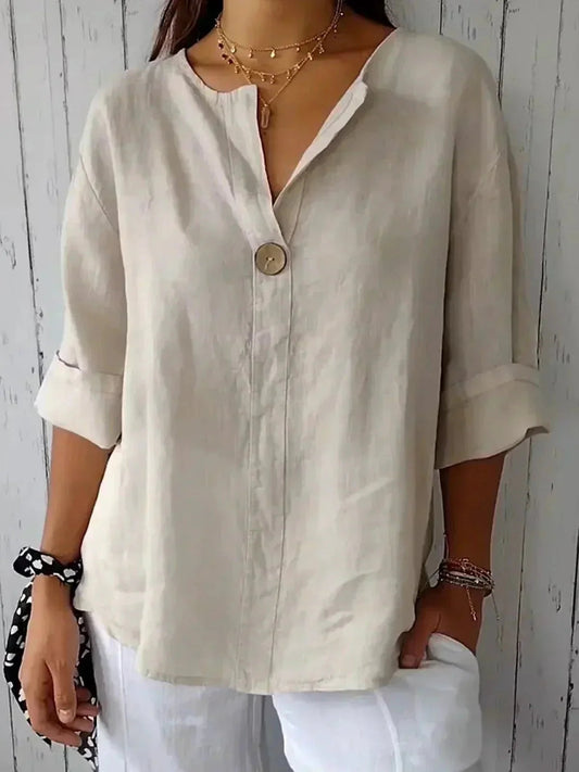 Oversized knäppt blus för damer