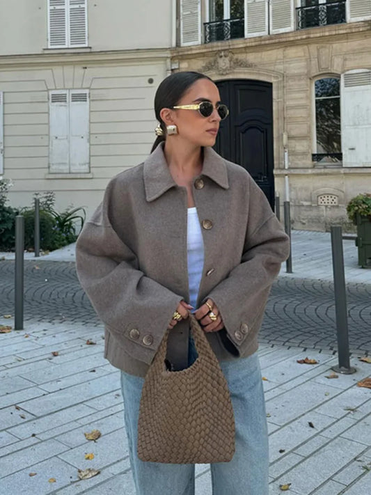 Oversized kort jacka för damer