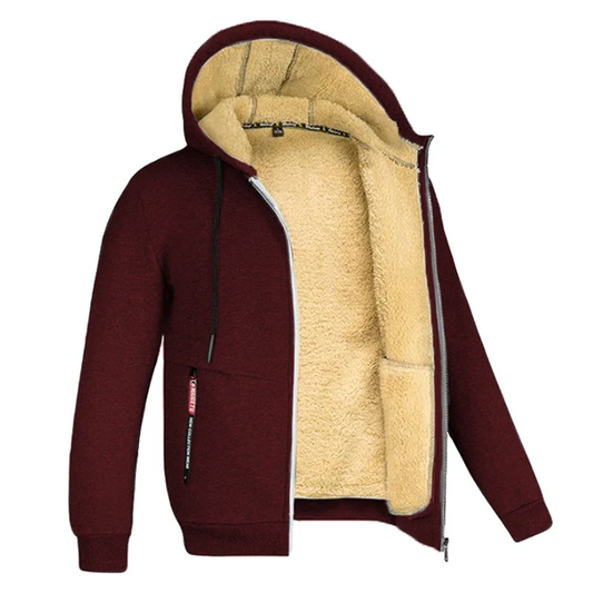 Skön sherpafodrad fleecehoodie för herr