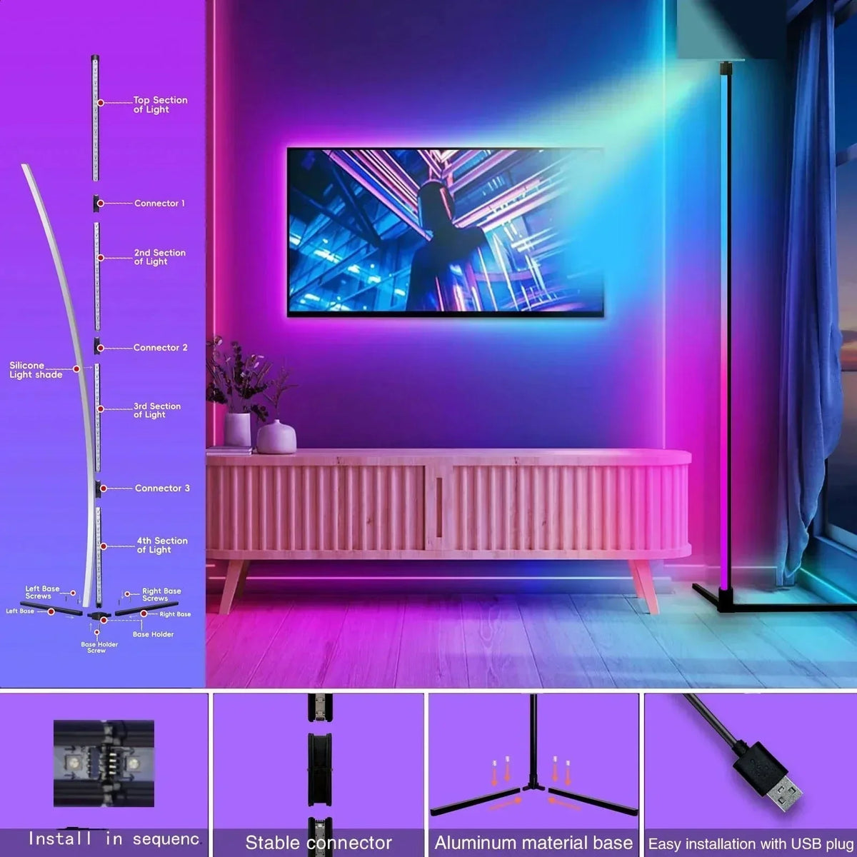 Slank RGB hörnlampa med fjärrkontroll - Modern belysning