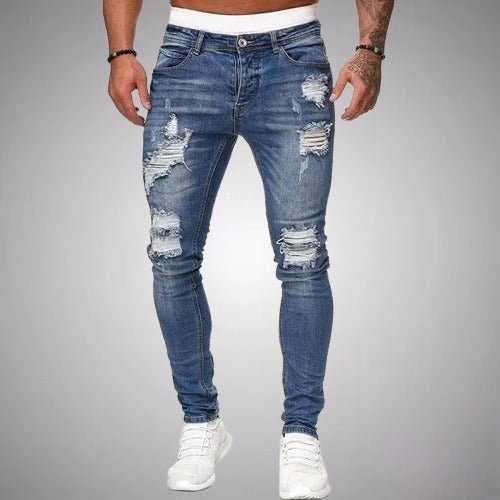 Slitna skinny jeans för herr