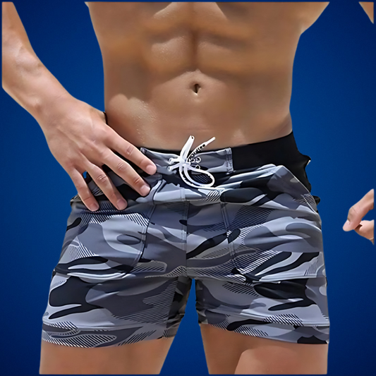 Snabbtorkande kamouflagefärgade badshorts