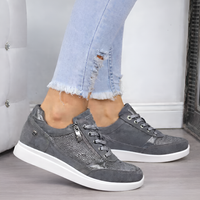 Sneakers med kilklack och sidodragkedja för damer