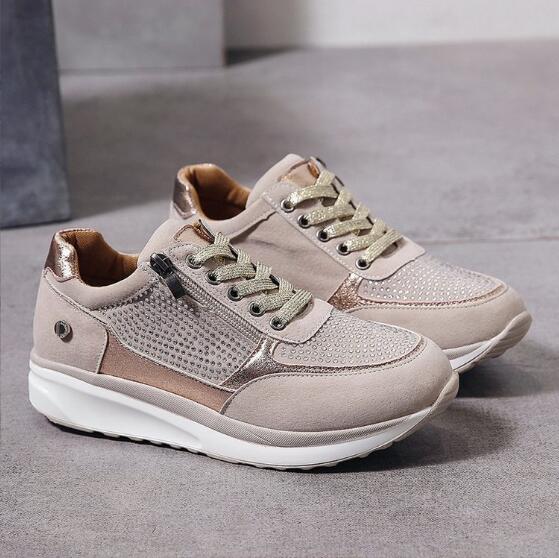Sneakers med kilklack och sidodragkedja för damer