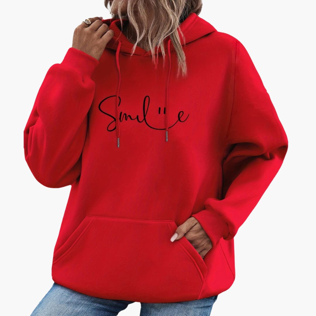 Snygg hoodie med Smile-tryck för damer