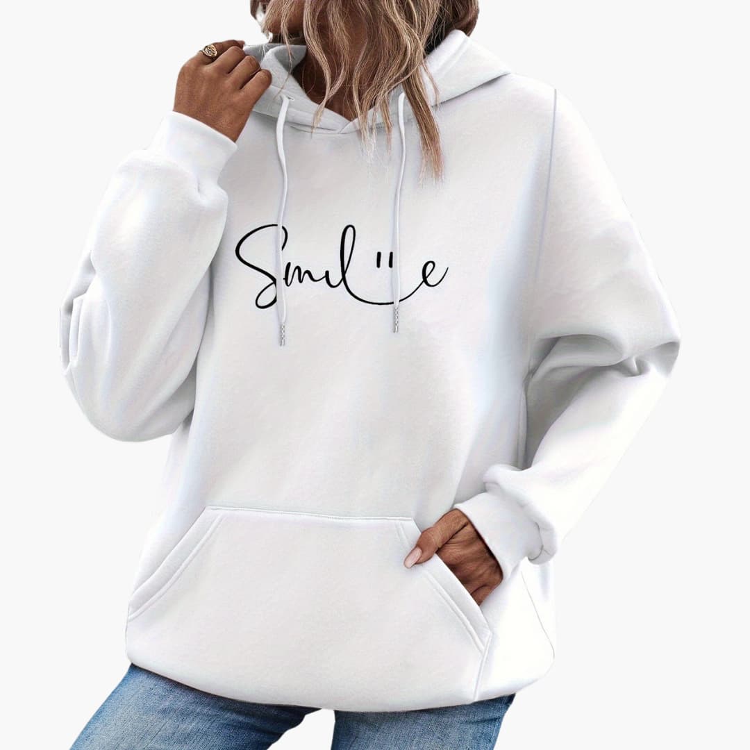 Snygg hoodie med Smile-tryck för damer