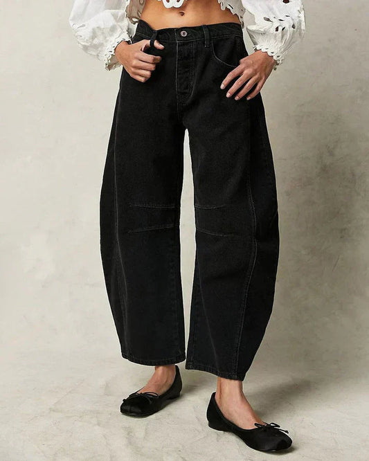 Snygga Mid-Waist Jeans för Dam – Relaxed Fit för Komfort och Elegans