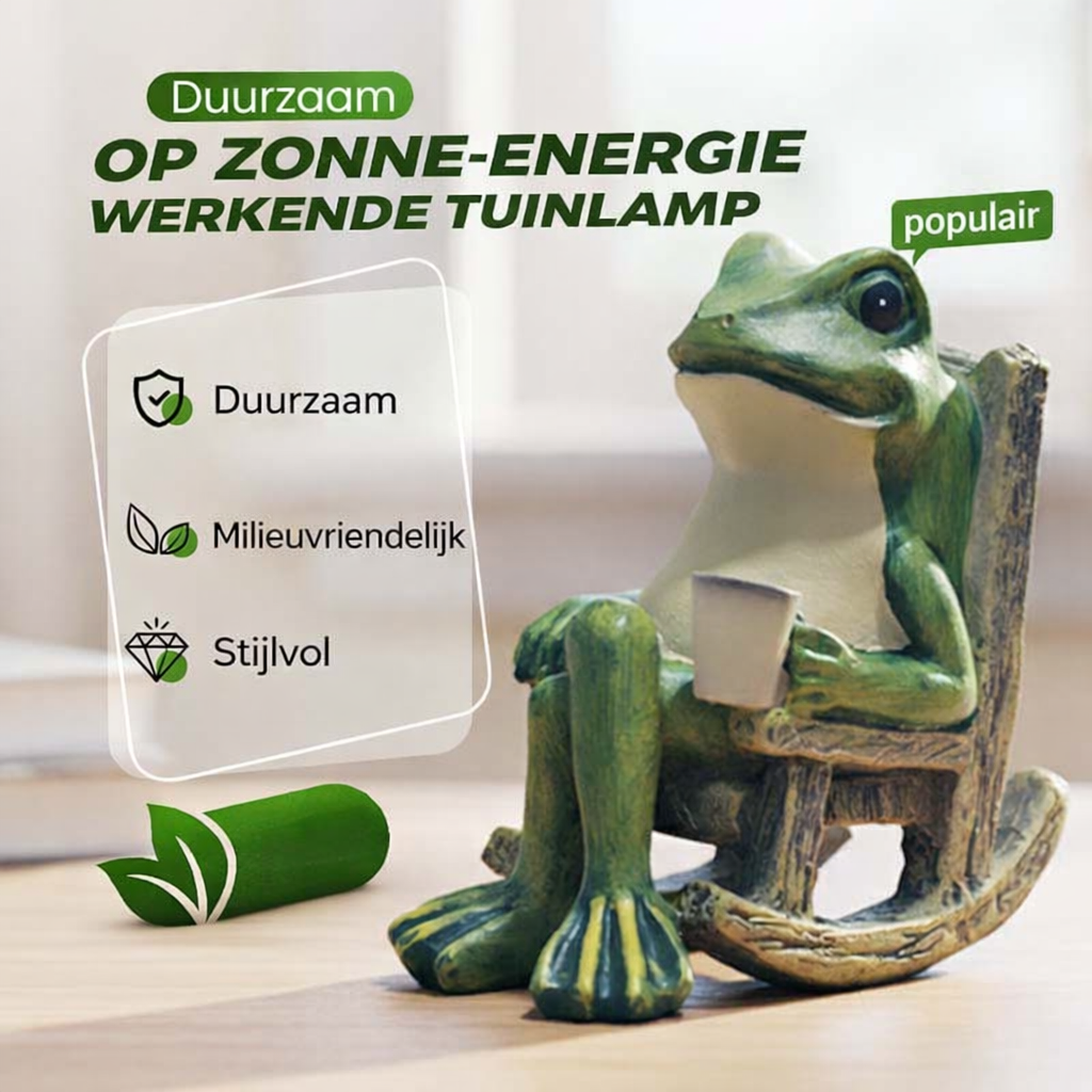 Solcellsdriven LED-trädgårdslampa i form av en groda – utomhusdekoration för trädgård och damm