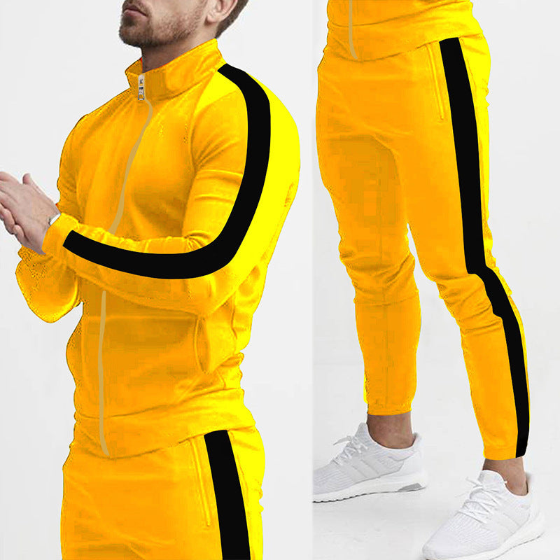 Sportig träningsoverall för herrar med hög krage och sidofickor med dragkedja