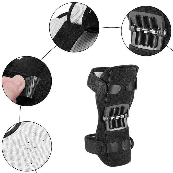Stabiliserande knäskydd med fjäderstöd