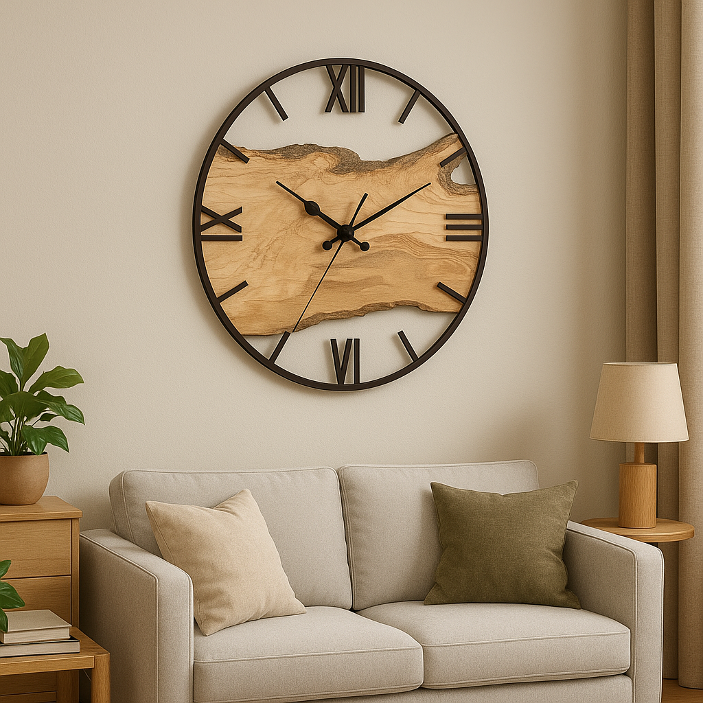 Stor svart väggklocka i minimalistisk design