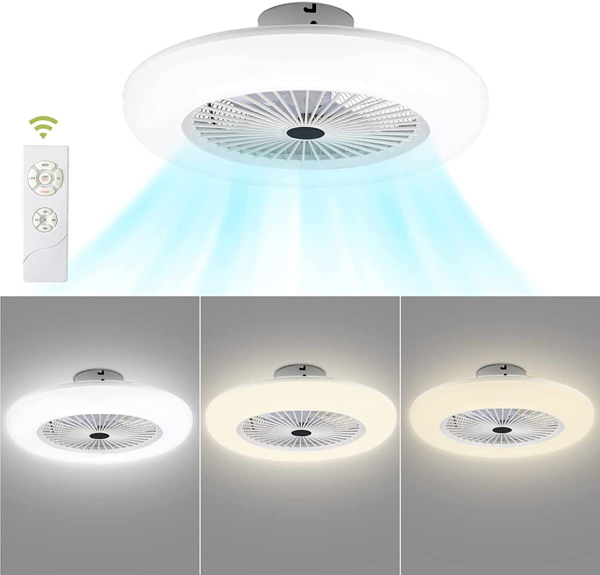 Takfläkt med belysning 80 W med fjärrkontroll